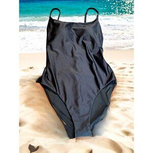 Love & Sports Women's Shimmer Scoop Neck One-Piece Swimsuit with Adjustable Stra